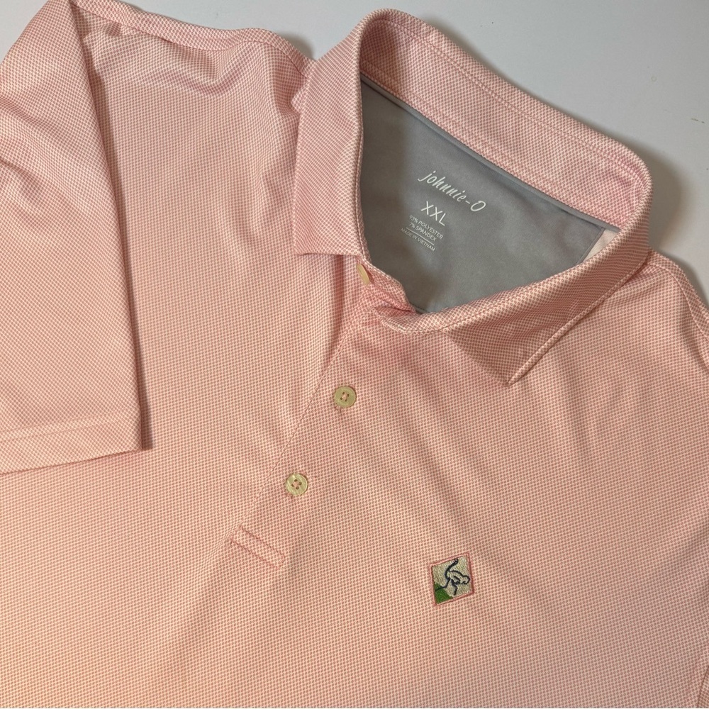 JOHNNIE-O Polo Coral Patterned Performance Golf Stretch Tech Orange XXL